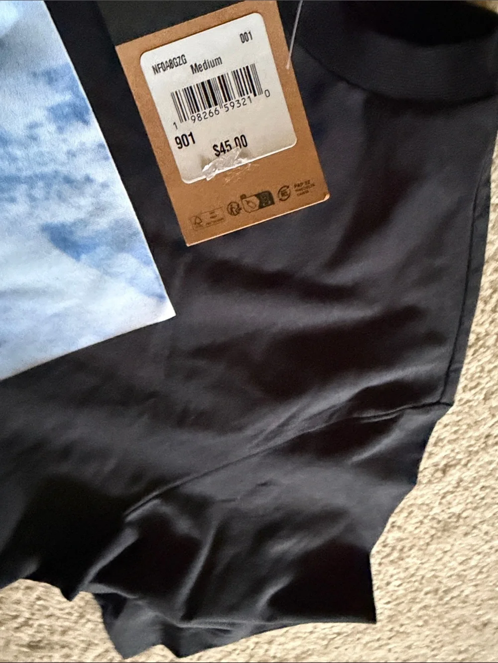 NWT The North Face Black Tee with Blue Mountain Graphic M